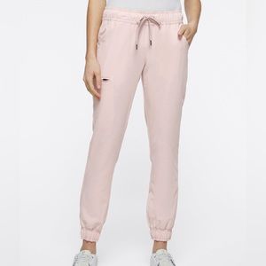 Jaanuu women’s 5-pocket skinny scrub jogger pants blushing pink